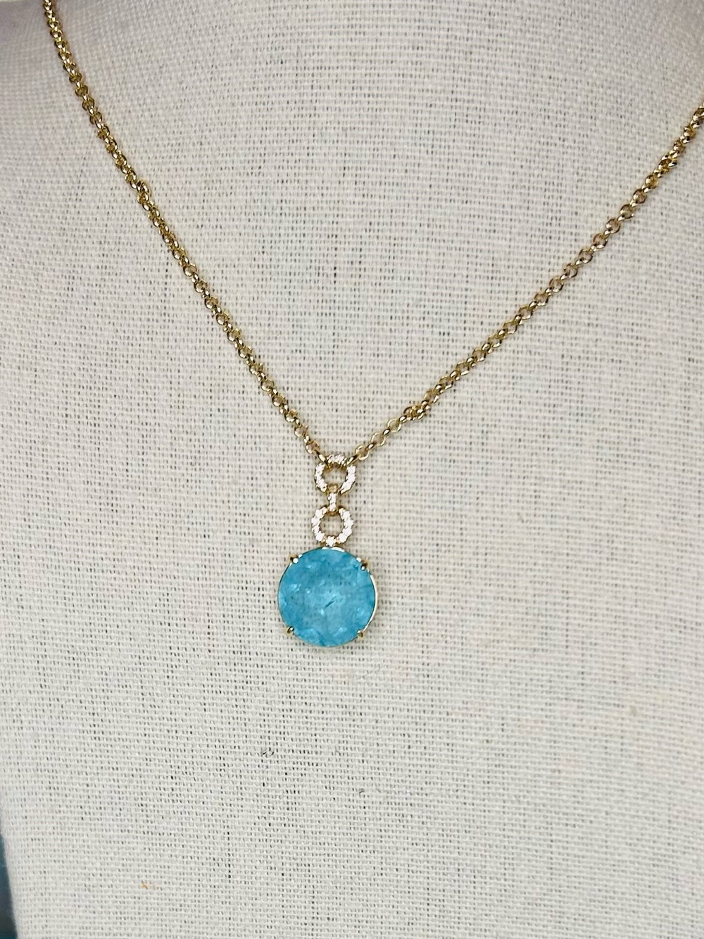 Bomb Party Necklace Lab Created Aqua Blue Quartz Necklace Gold Plating NK43396